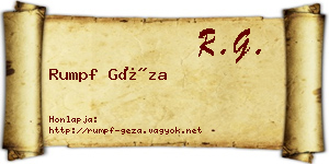 Rumpf Géza névjegykártya